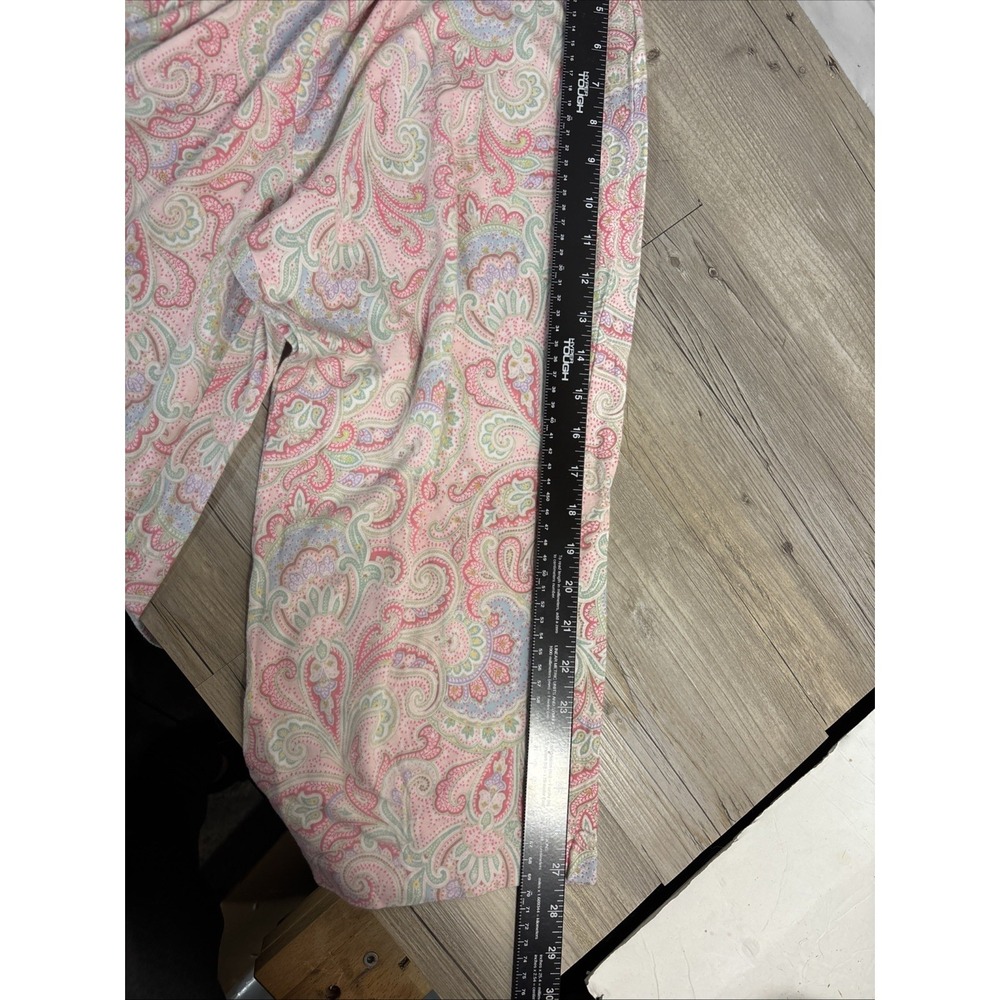 Lauren Ralph Lauren Women's M Pink Paisley Short Sleeve Cotton Pajama Crop Pant - Picture 8 of 10